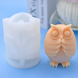 Stampo 3D a forma di gufo in silicone per dolci e fai da te con piume dettagliate