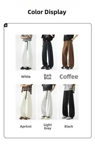 Vista detallada de colores para pantalones casuales anchos en seis tonos clásicos