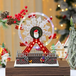 Rotating musical Ferris wheel with LED lights and Merry Christmas Santa Claus design