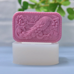 Peacock flower silicone mold for DIY cake baking and soap making with relief details