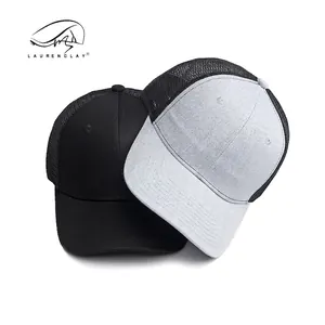 Breathable mesh baseball cap in black and grey with curved brim for sun protection