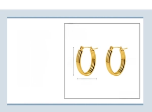 Detailed product specs of triple-layered 18k gold-plated stainless steel hoop earrings