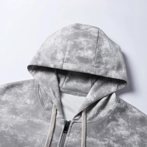 Herren Hoodie mit Camouflage-Marmormuster, hochwertigem Reißverschluss und Kordelzug