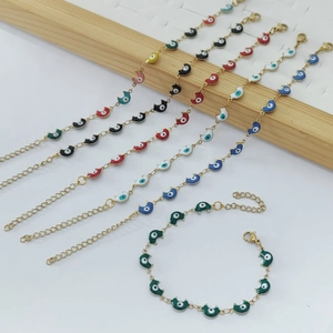 Edelstahl Böser Blick Mond Armband Bunte Emaille Verstellbare Kette Schmuck Für Damen Nazar Schutz Geschenk Vergoldet Versilbert