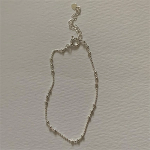 925 Sterling Silver Bead Bracelet For Women Minimalist Adjustable Jewelry With Heart Tag Polished 18K Gold Plated