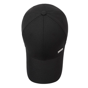 Classic black cotton baseball cap for men with a stylish silver metal Fashion plate