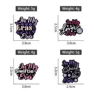 Set of four Taylor Swift enamel pins featuring Eras, Lover, and Swiftie designs