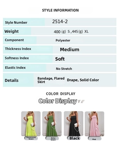 Detailed size chart and multi-color display of high-waist lace-up beach maxi dress