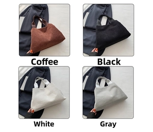 Tote bags set in four colors corduroy fabric with vintage vertical stripe texture