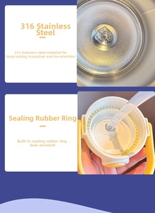 Detail of 316 stainless steel inner liner and leak-proof seal on the straw lid