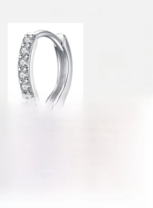 Detail of S925 sterling silver hoop earrings with 5A zircons and white pearls