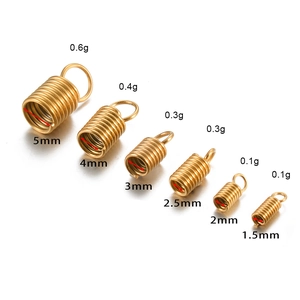 Detailed size guide for gold stainless steel spring coil connectors from 1.5mm to 5mm