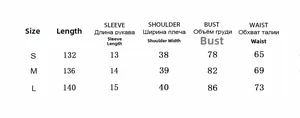 Detailed size guide table for women's French rib knit dress with accurate measurements