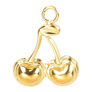 Polished 18k gold plated cherry pendant necklace in high-quality stainless steel