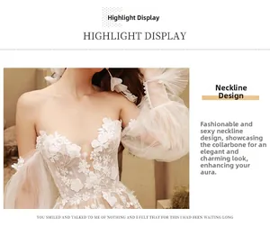 Detailed off-shoulder neckline of an ivory lace wedding gown with floral embroidery