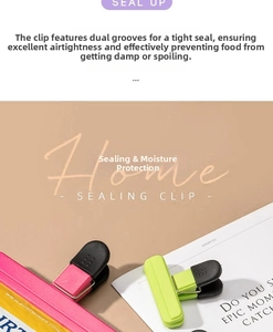 Detail of pink plastic food sealer clip with double grooves for airtight moisture protection