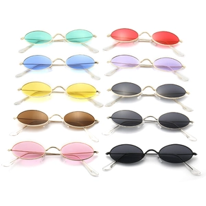 Retro oval metal sunglasses collection with vibrant ocean tint lenses in ten colors