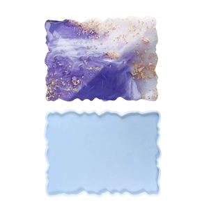 Irregular resin tray silicone mold with wave edges for DIY coasters and jewelry storage