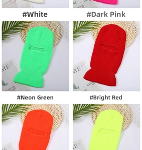Macro shot showing diverse vibrant knit colors for the single-hole balaclava mask