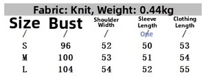 Detailed size chart showing measurements for the cable knit zip-up cardigan sweater