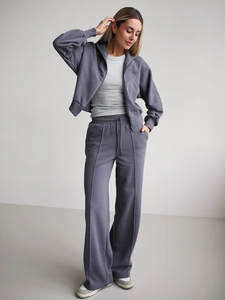 Women Sporty Zip Up Hoodie And High Waist Straight Long Pants Cotton Slim Fit Casual Streetwear Tracksuit