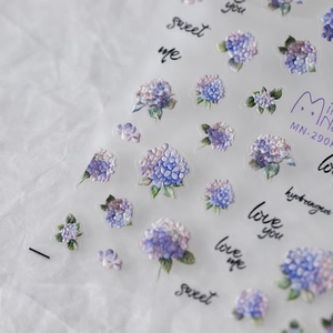 Fresh watercolor hydrangea nail stickers with ultra-thin adhesive backing MN-290