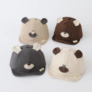 Baby Baseball Cap Cotton Cute Bear Ears Soft Brim Sun Protection Breathable Hat For Toddler Boys Girls
