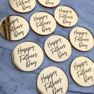 Topper per cupcake in acrilico per la festa del papà, decorazione rotonda specchio.