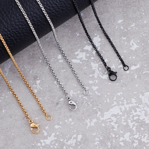 Minimalist stainless steel necklaces in gold, silver, and black with lobster clasps