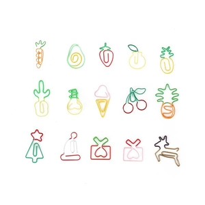 Set of 15 creative shaped paperclips in fruit cactus and Christmas metal wire designs