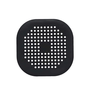 Square black silicone drain hair catcher with suction cups for kitchen and bathroom sink