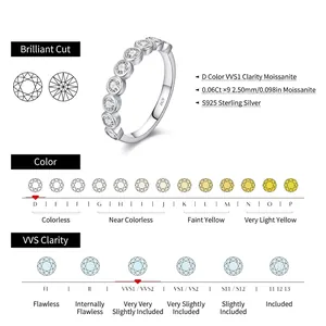 S925 Sterling Silver Moissanite Bubble Ring featuring 9 D-color VVS1 brilliant cut stones