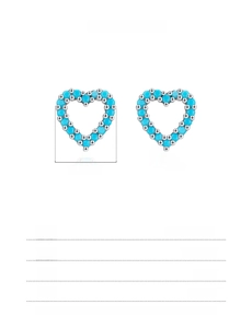 Détail de boucles d'oreilles cœur en argent 925 avec dimensions de 8,4 mm sur 8,7 mm