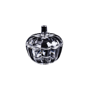 European pumpkin shaped crystal glass fruit bowl with textured ribs and top handle