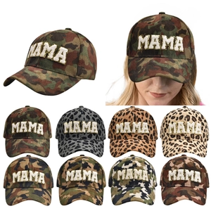 MAMA Letter Chenille Patch Baseball Cap Corduroy Camouflage Leopard Print Adjustable Sun Hat For Women Outdoor