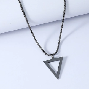 Minimalist Geometric Triangle Necklace For Men Titanium Steel Hollow Out Triangle Pendant Box Chain Stainless Steel Jewelry