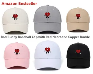 Détails des casquettes en coton avec broderie cœur, couronne rigide et boucle en cuivre