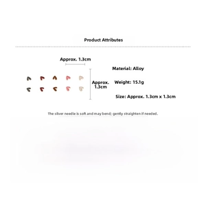 Detailed size and weight specs for five pairs of heart-shaped enamel pearl earrings