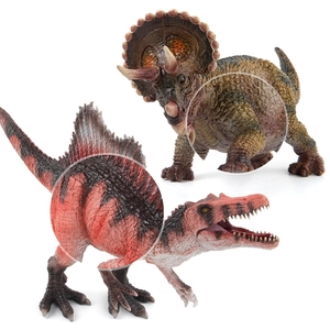 Realistic Spinosaurus and Triceratops model figures with movable jaw and high skin detail