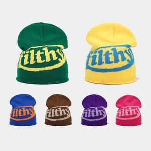 Knit Beanie Hat Acrylic Warm Windproof Winter Outdoor Jacquard Letter Streetwear Hip Hop Accessory For Men Women