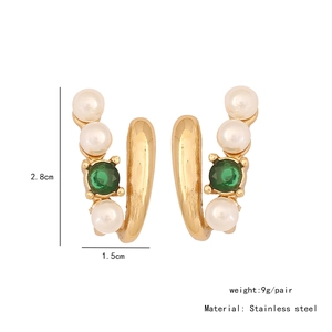 Spécifications de taille des boucles d'oreilles perles baroques et pierre verte