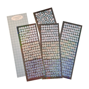 Holographic alphabet and number stickers with rainbow laser finish for card decorating