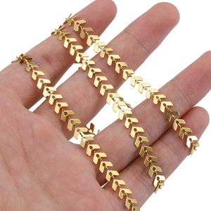 2M golden stainless steel V-shaped arrow chain for DIY necklace jewelry making