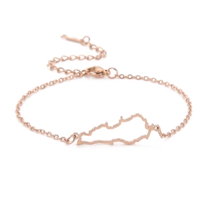 Rose gold stainless steel bracelet featuring a Lebanon map cutout pendant for women