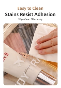 Detail showing easy-to-clean waterproof mesh travel bag surface with stain removal