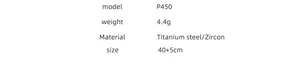 Detail showing 4.4g weight and 40+5cm size specs for the Egyptian zircon square pendant