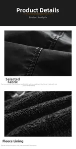Detail view of smooth black leather texture and soft thick fleece lining for warmth