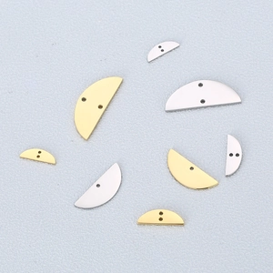 Stainless Steel Semi Circle Half Moon Pendant DIY Jewelry Making Connector Perforated D Shape Charm Accessory