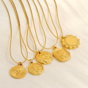 Collier Pendentif En Acier Inoxydable Vintage Avec Chaîne Serpent Plaquée Or 18K Bijoux De Mode Pour Femmes Ancre Croix