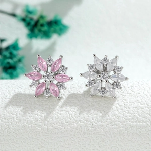 Snowflake Cartilage Stud Earrings With Titanium Steel Copper And Marquise Zircon Flower Piercing Tragus Jewelry